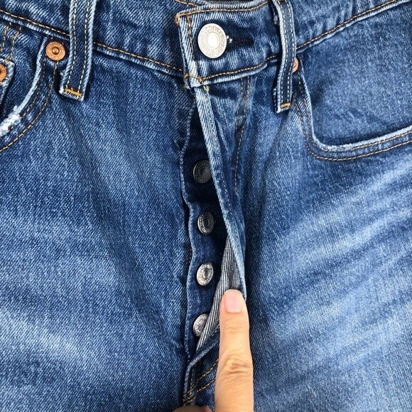 Levi’s 501 Skinny Jeans Distressed Button Fly High Rise W31 L28 - Picture 3 of 9